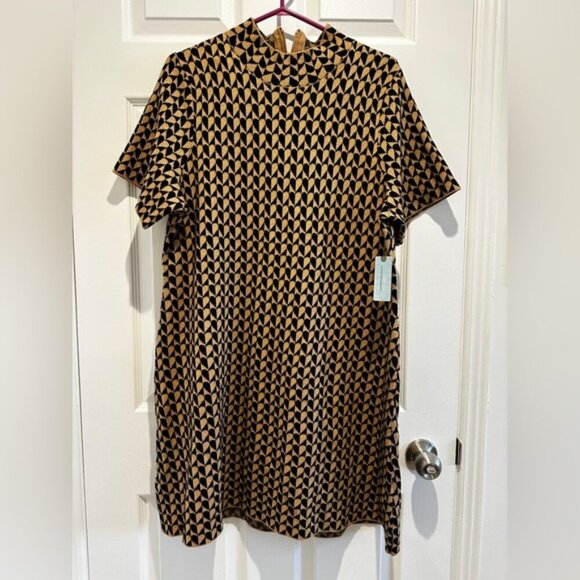 NWT Anthropologie 3X Plus Size The Nina Short-Sleeve Mock-Neck Mod Mini Dress - Picture 10 of 11